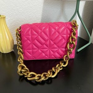 Shein Bright Pink Gold Chain Purse